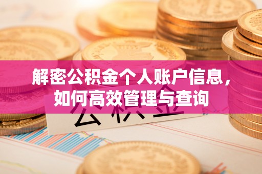 麻江解密公积金个人账户信息，如何高效管理与查询